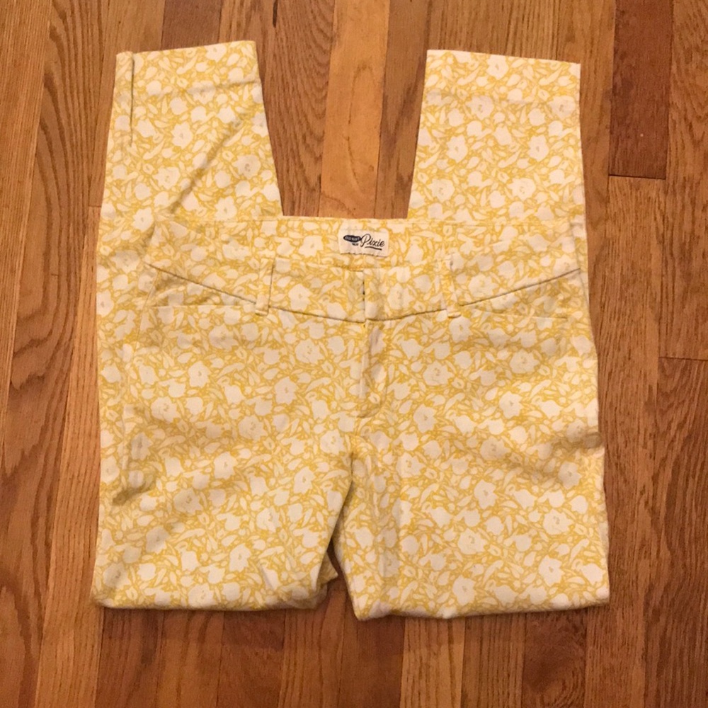 Pixie pants stretch yellow pattern